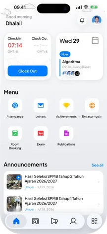 Layar Dasbor di aplikasi SIMSDIG