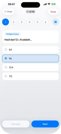 Layar Ujian di aplikasi SIMSDIG